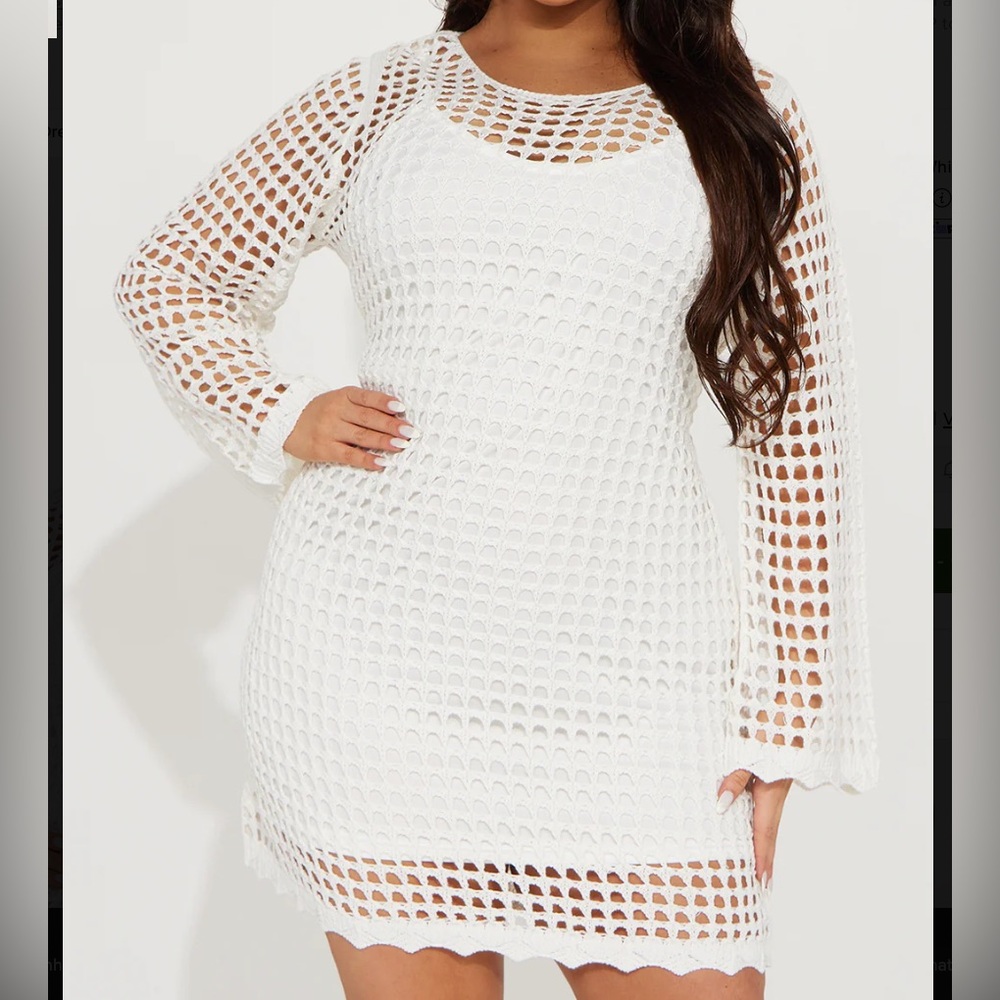 White Crochet Cover-Up Dress
